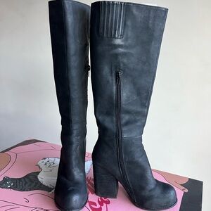 Jeffrey Campbell Platform Leather Black Boots